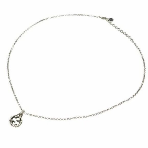 GUCCI Interlocking G Round Necklace 20" Silver 925 Auth #3742F - Picture 1 of 6